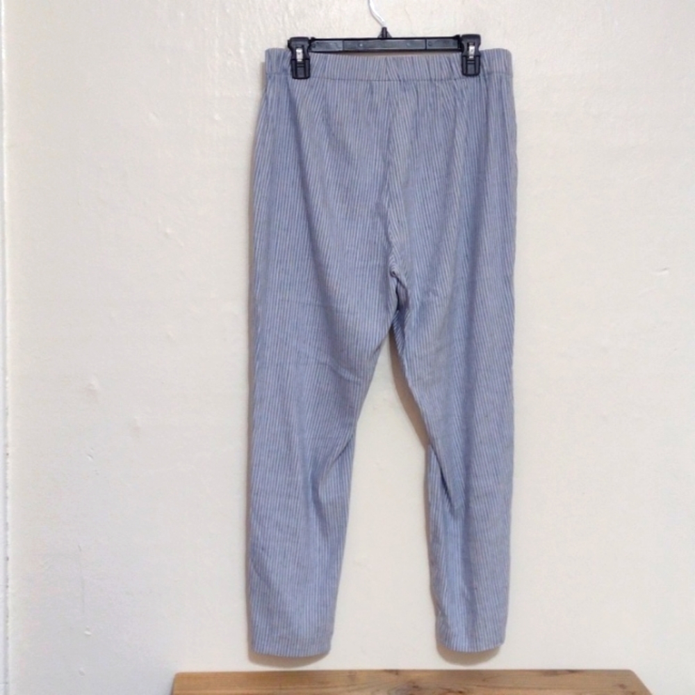 J Jill Linen Stretch Chambray Pinstripe Cropped Pants w Ankle Buttons Size M NWT - Picture 8 of 14